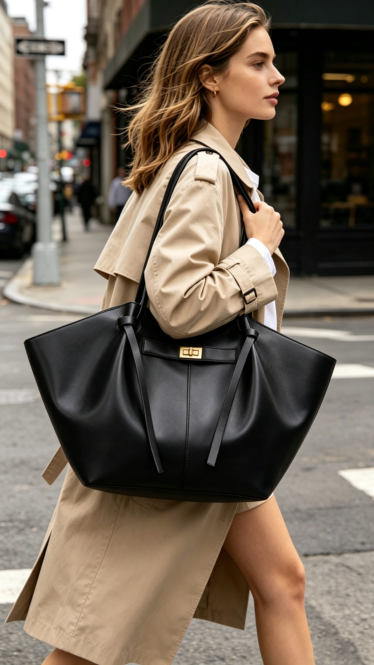 Eco-Friendly PU Batwing Tote Shoulder Bag