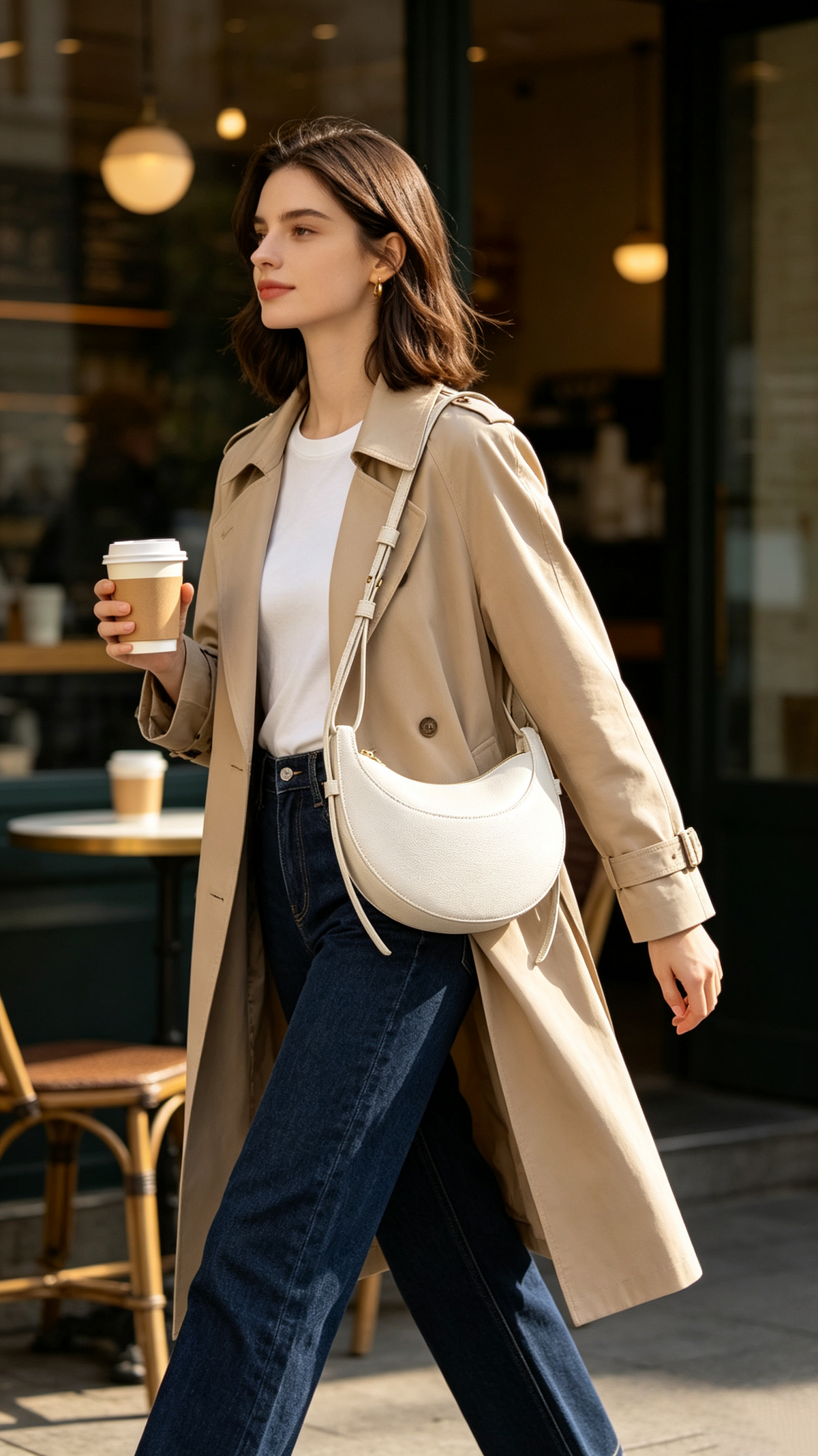 Eco-Friendly PU Leather Crescent Shoulder Crossbody Bag
