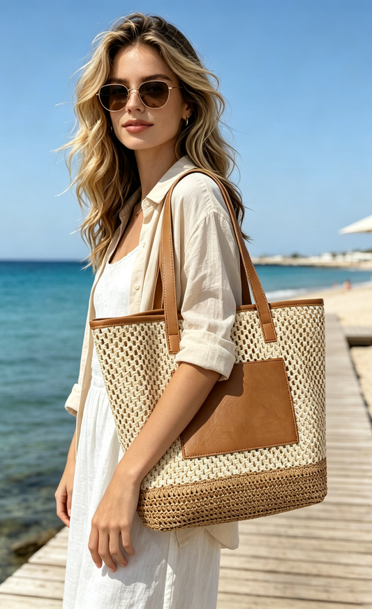Casual & Resort Large Capacity Eco-Woven Tote