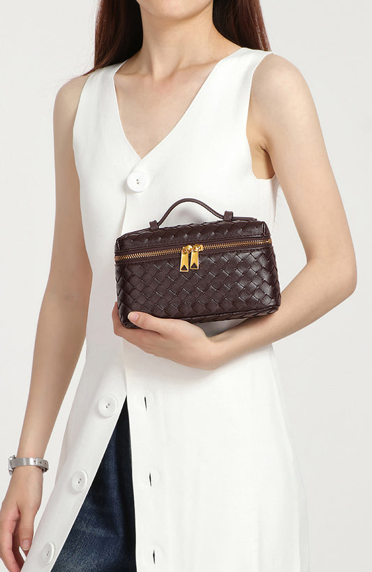 Handwoven Eco-Leather Mini Box Bag