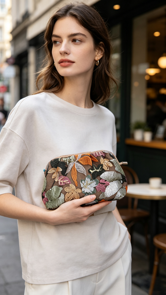 Premium Embroidered Sequin Cloud Clutch