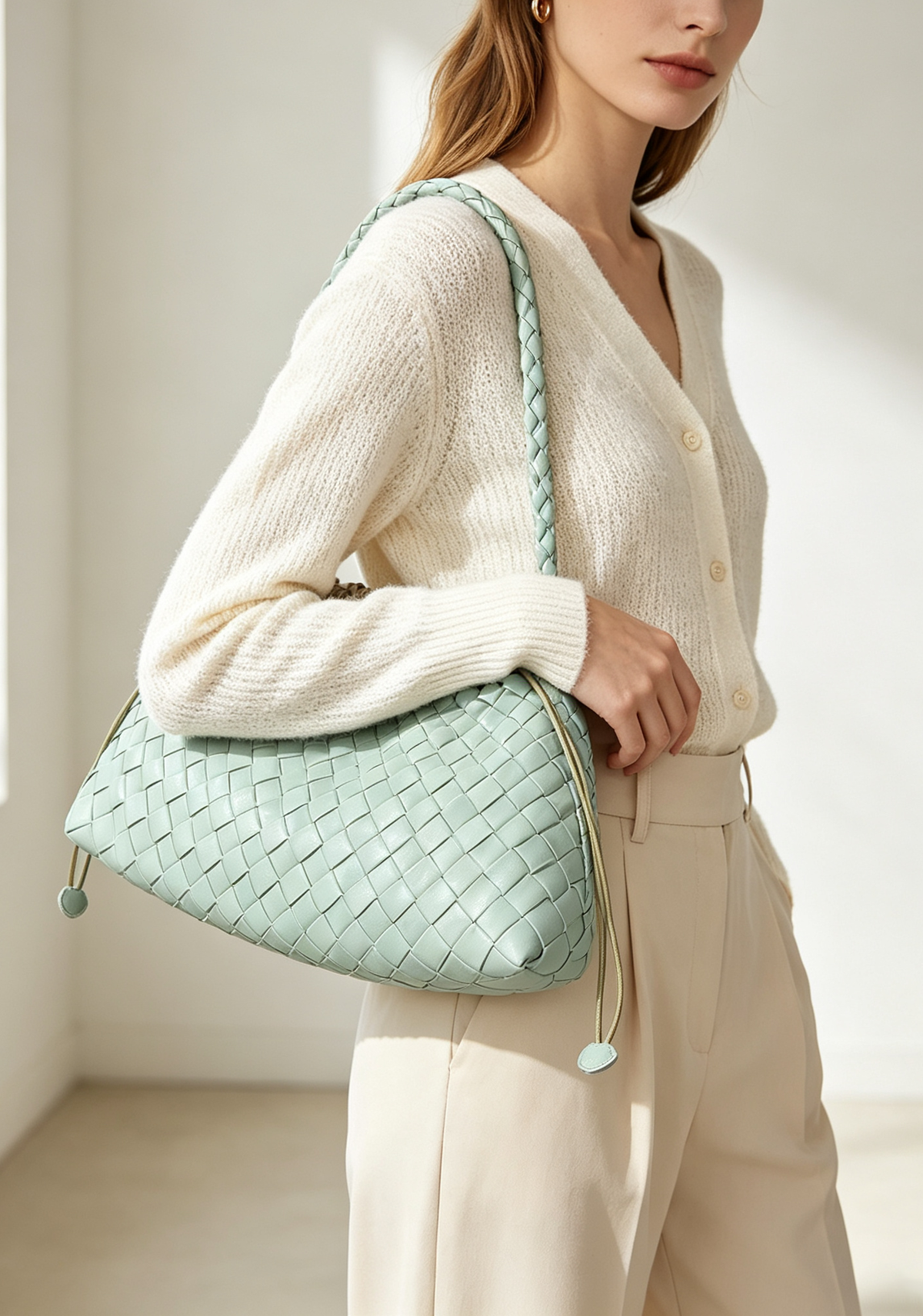 Woven Eco-Leather Shoulder Underarm Bag
