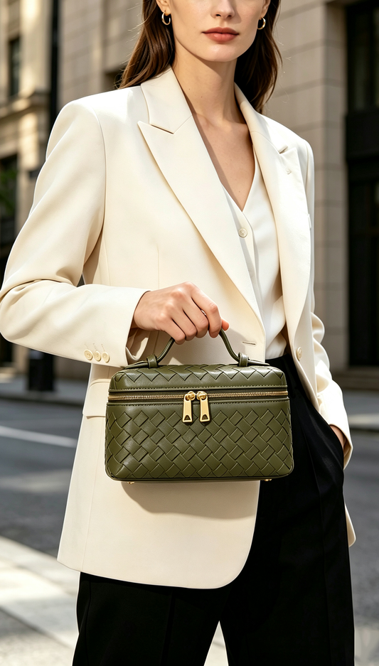 Handwoven Eco-Leather Mini Box Bag