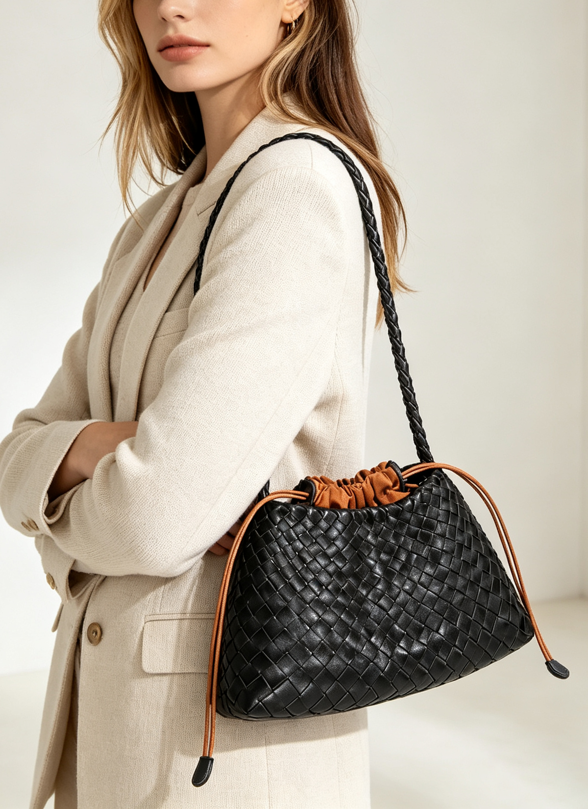 Woven Eco-Leather Shoulder Underarm Bag