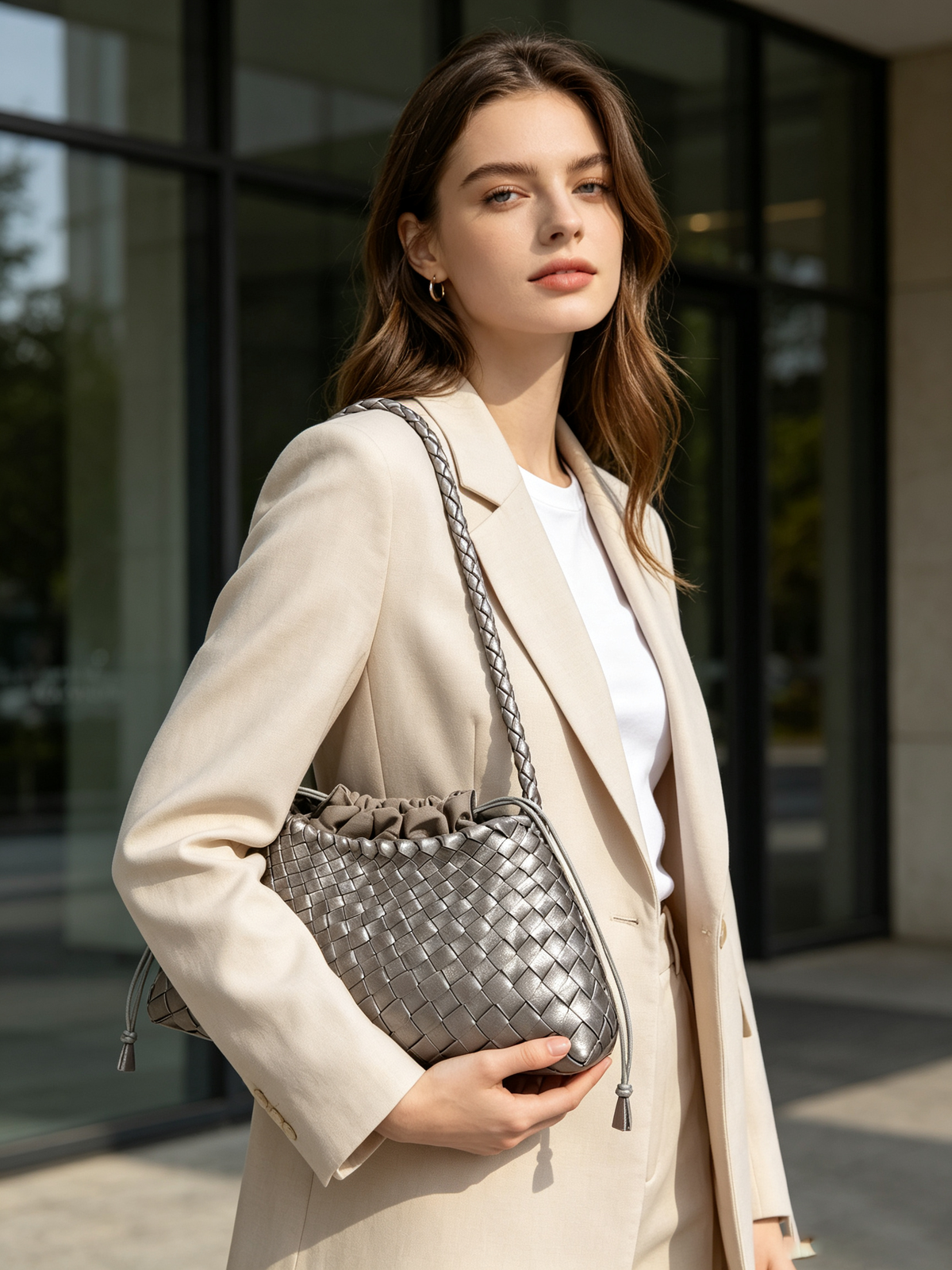 Woven Eco-Leather Shoulder Underarm Bag