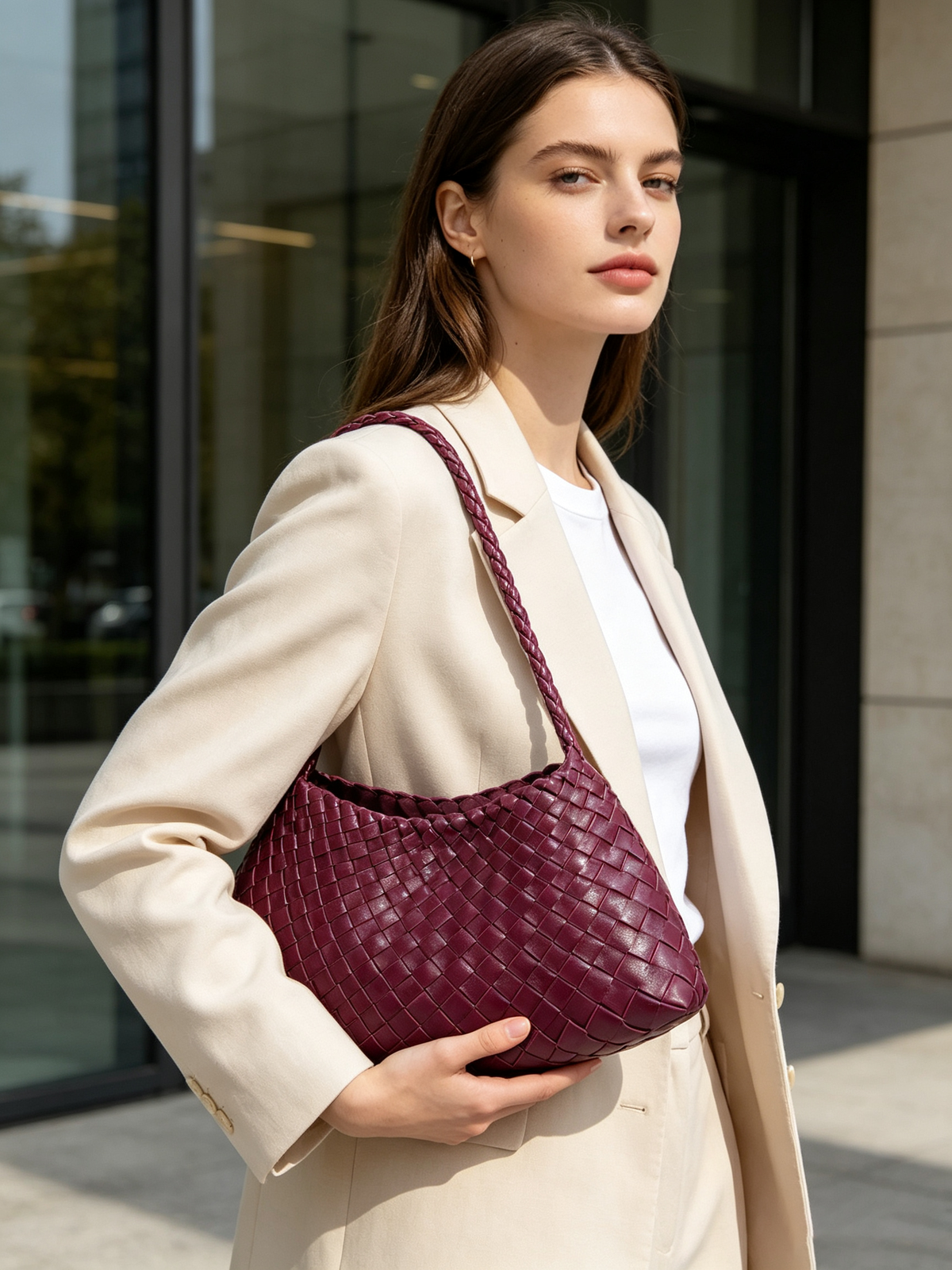 Woven Eco-Leather Shoulder Underarm Bag
