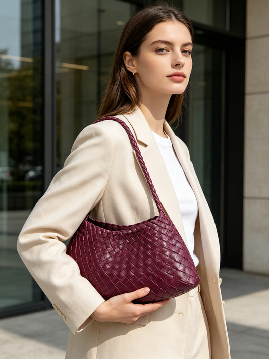 Woven Eco-Leather Shoulder Underarm Bag