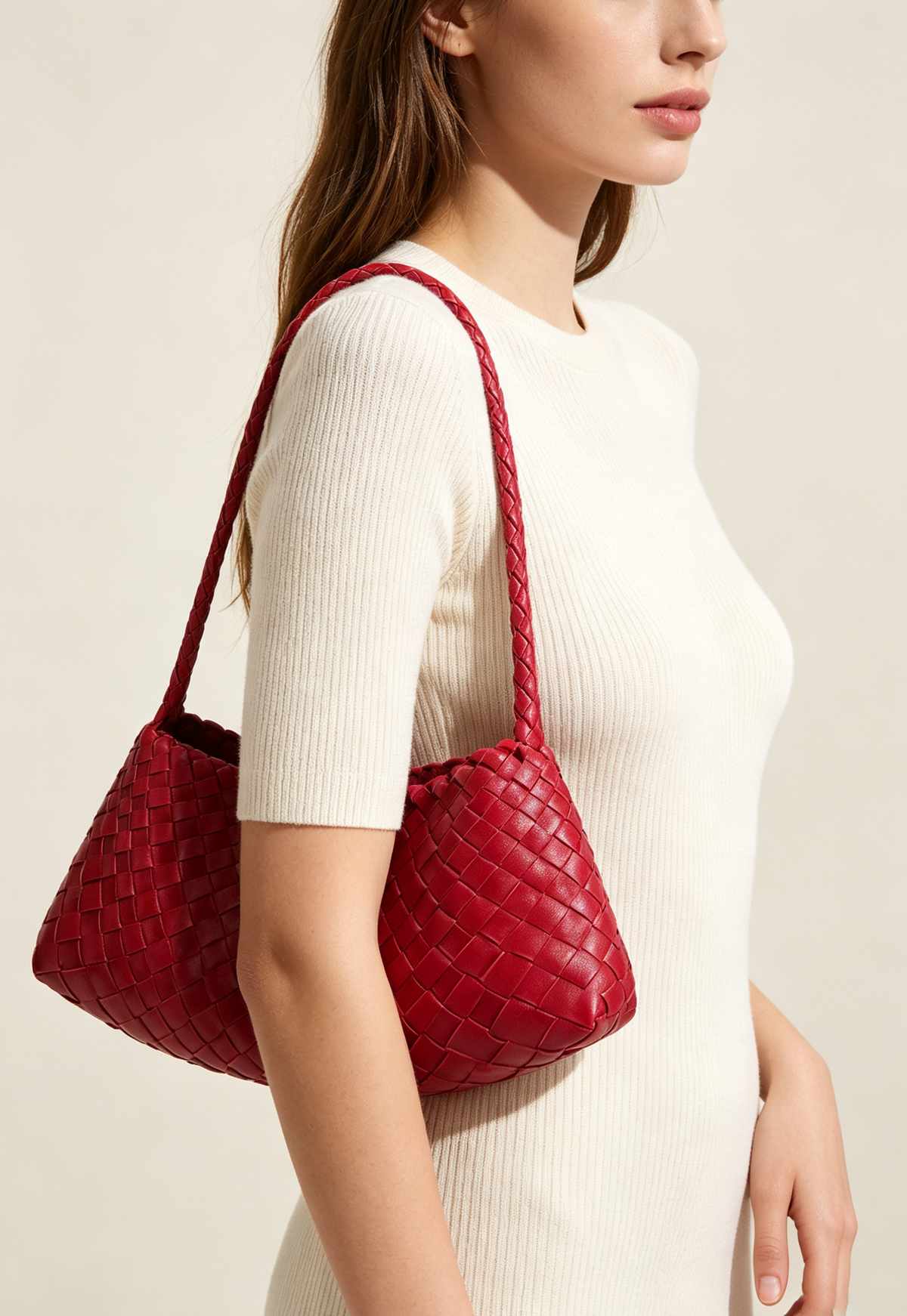Woven Eco-Leather Shoulder Underarm Bag
