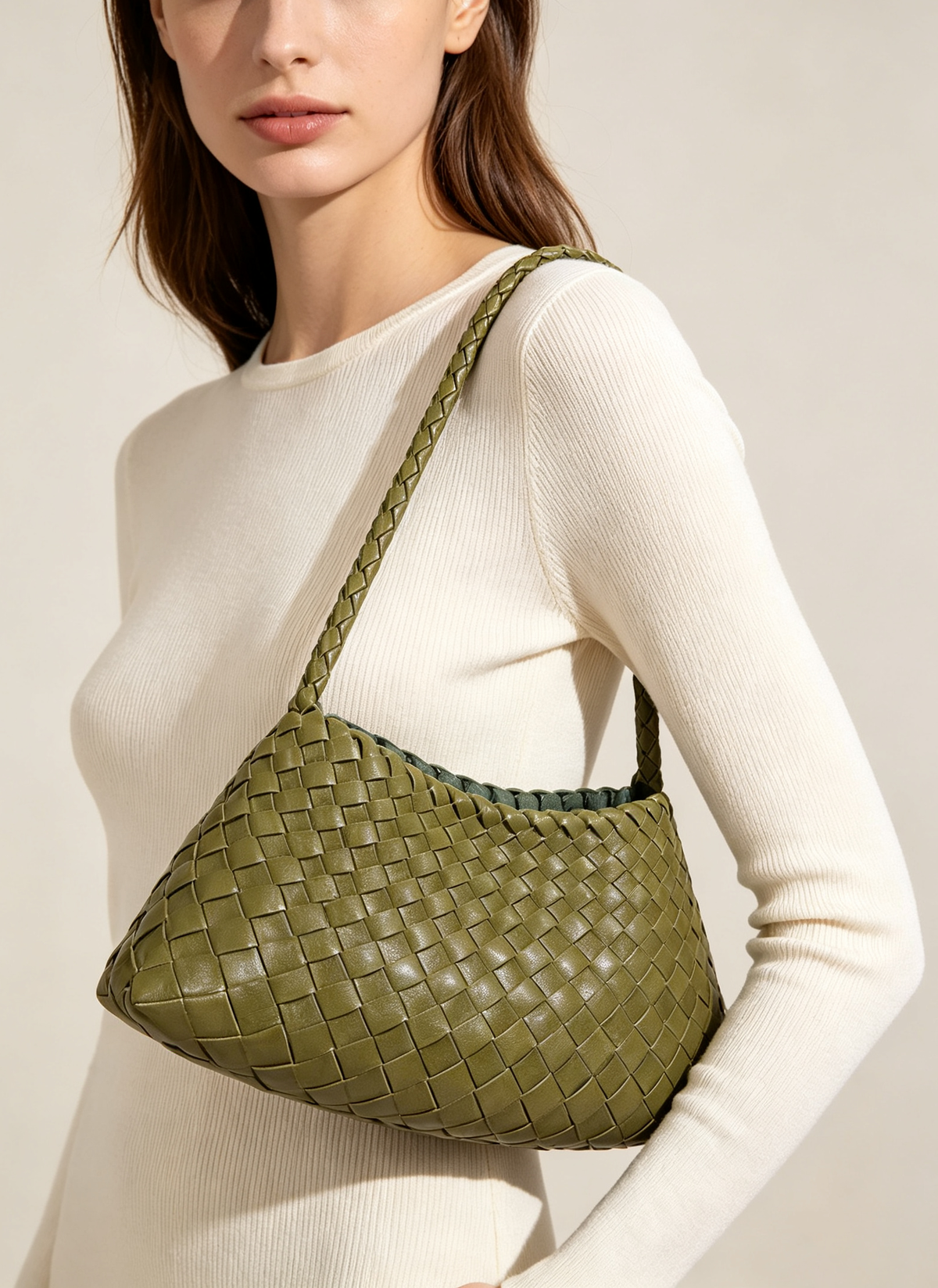 Woven Eco-Leather Shoulder Underarm Bag