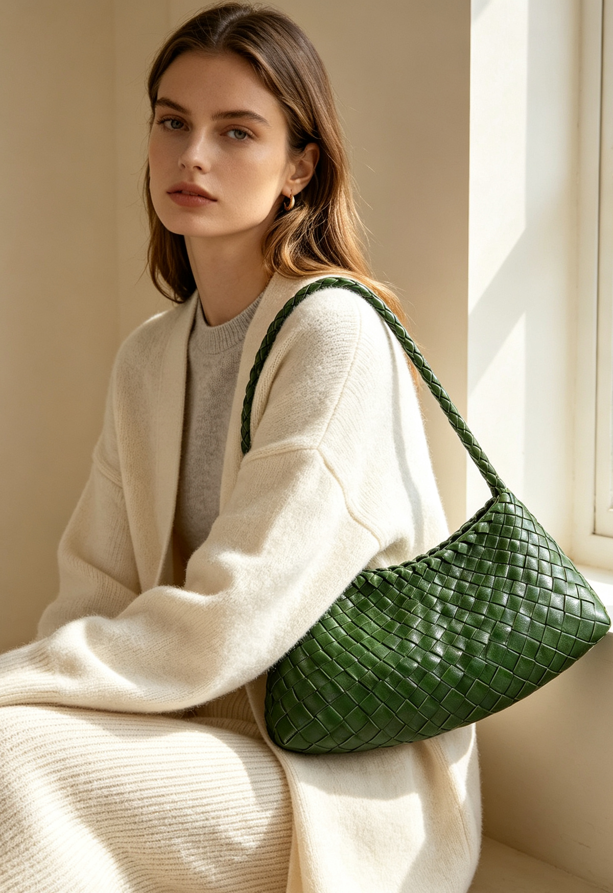 Woven Eco-Leather Shoulder Underarm Bag