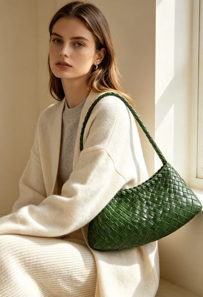 Woven Eco-Leather Shoulder Underarm Bag