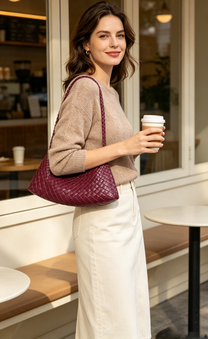 Woven Eco-Leather Shoulder Underarm Bag