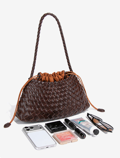 Woven Eco-Leather Shoulder Underarm Bag