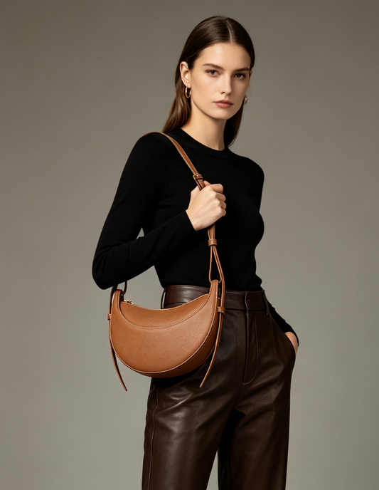 Eco-Friendly PU Leather Crescent Shoulder Crossbody Bag