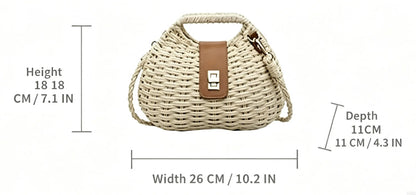 French Chic Woven Straw Beach Crossbody Tote Bag