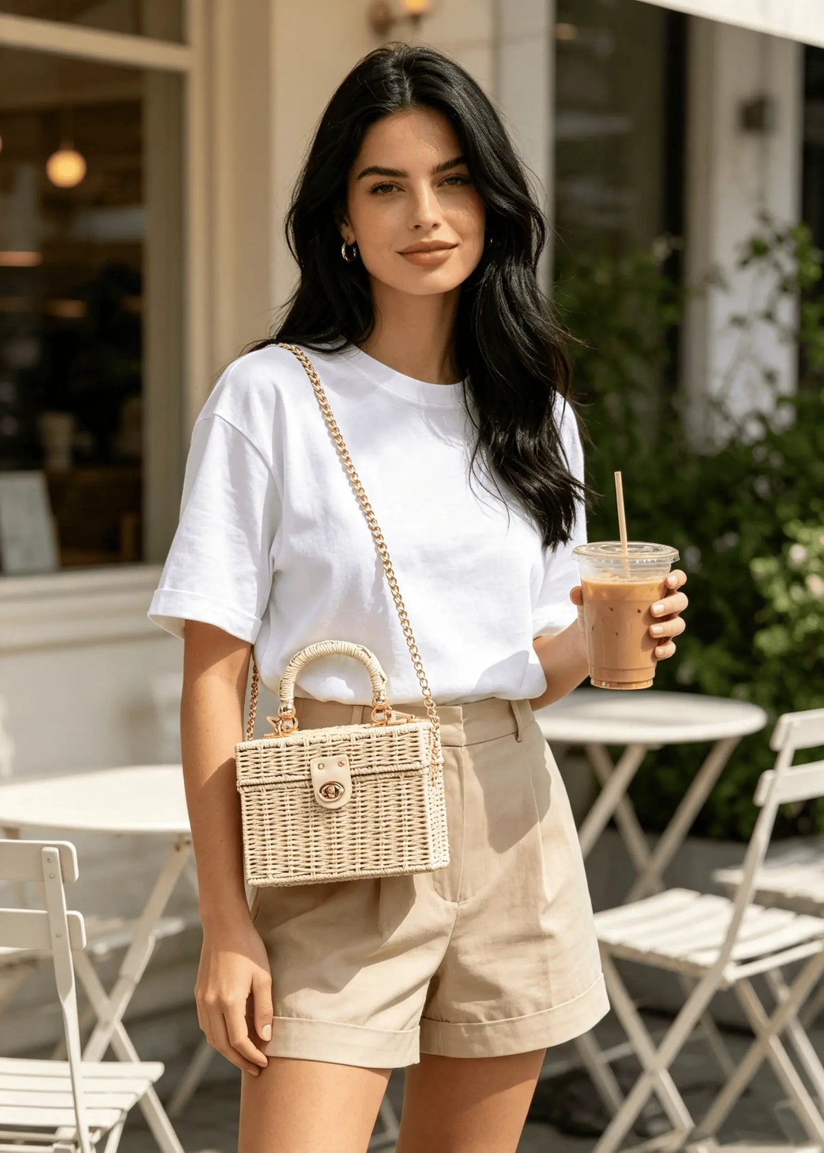 Vintage Lightweight Straw Box Crossbody Bag